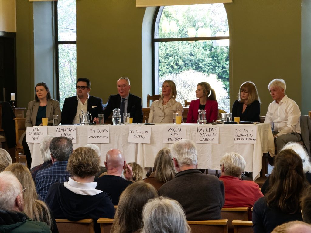 candidates and attendees at the first Climate and Poverty Hustings for the newly created Edinburgh East, Musselburgh and Tranent seat. Photo / East Lothian Climate Hub