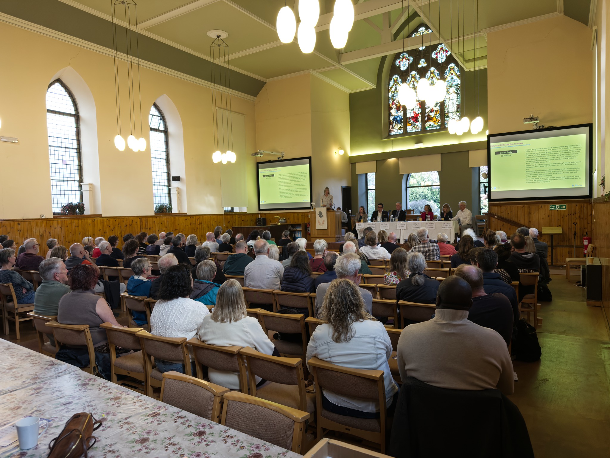 candidates and attendees at the first Climate and Poverty Hustings for the newly created Edinburgh East, Musselburgh and Tranent seat. Photo / East Lothian Climate Hub