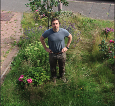 Ken Ilgunas in his East Linton wildflower lawn.